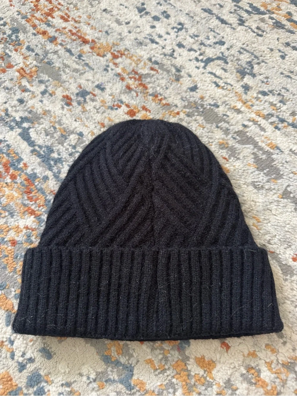 Black Knit Beanie with Folded Cuff